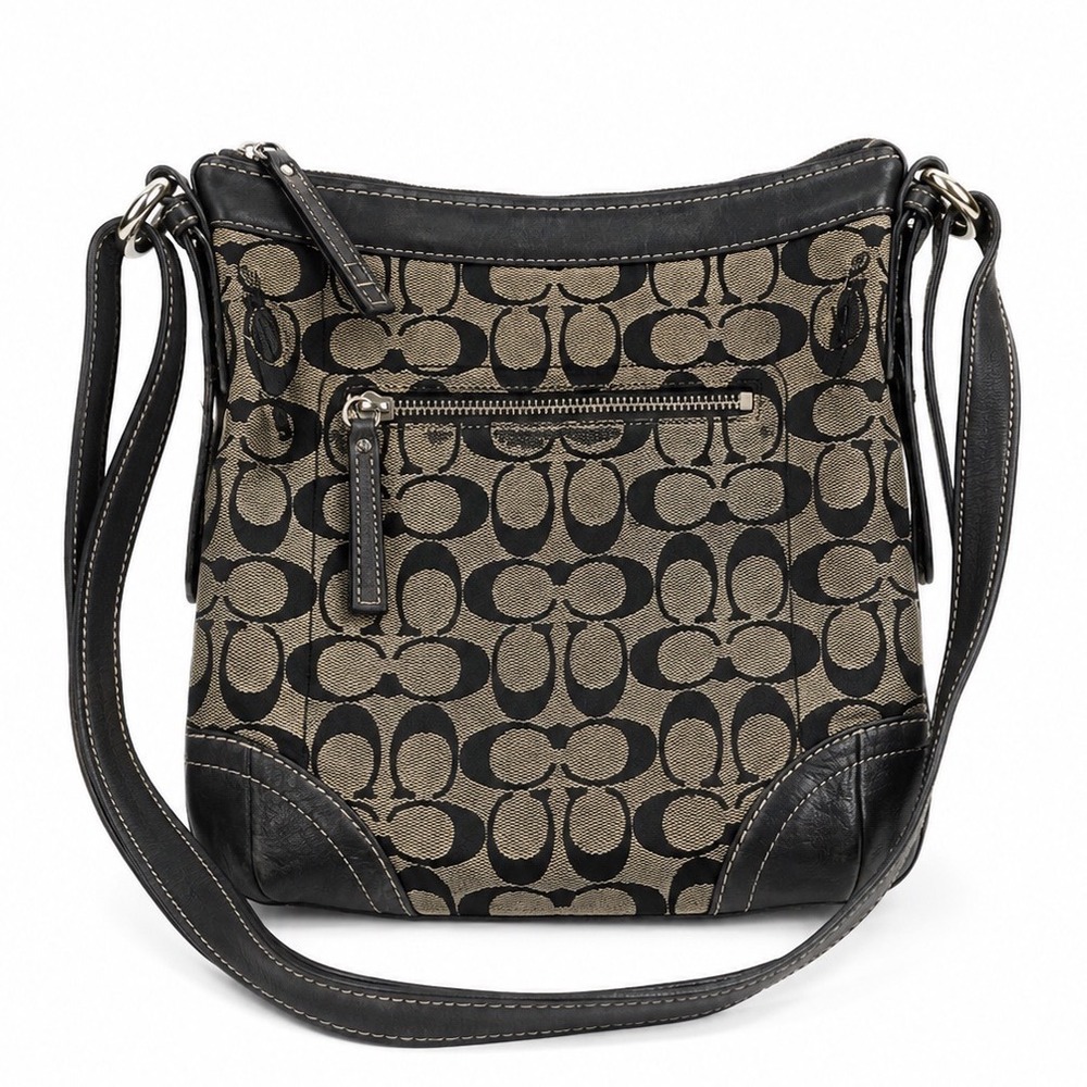 Coach Vintage Y2K Signature Monogram Gray And Black Jacquard Shoulder Bag